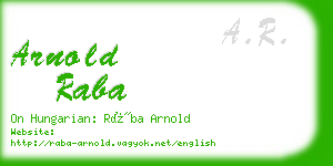 arnold raba business card